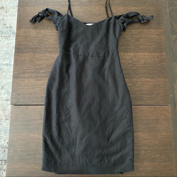 A&F black linen midi dress with tie shoulders - Picture 3 of 14